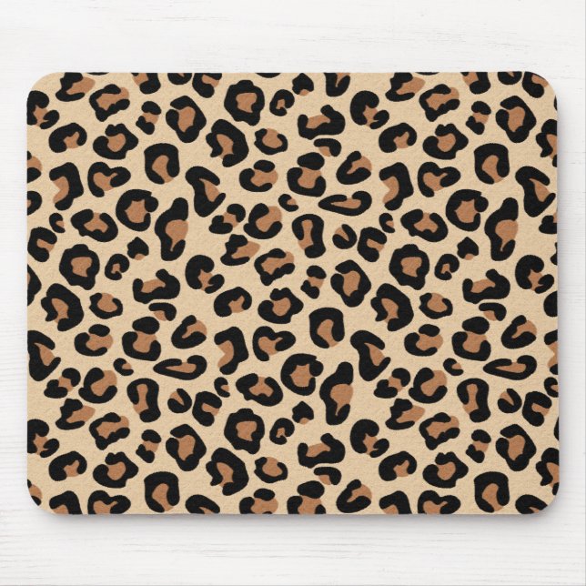 Leopard Print, Black, Brown, Rust und Tan Mousepad (Vorne)