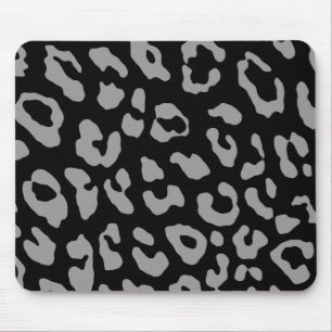 Leopard Print Black Gray Mousepad