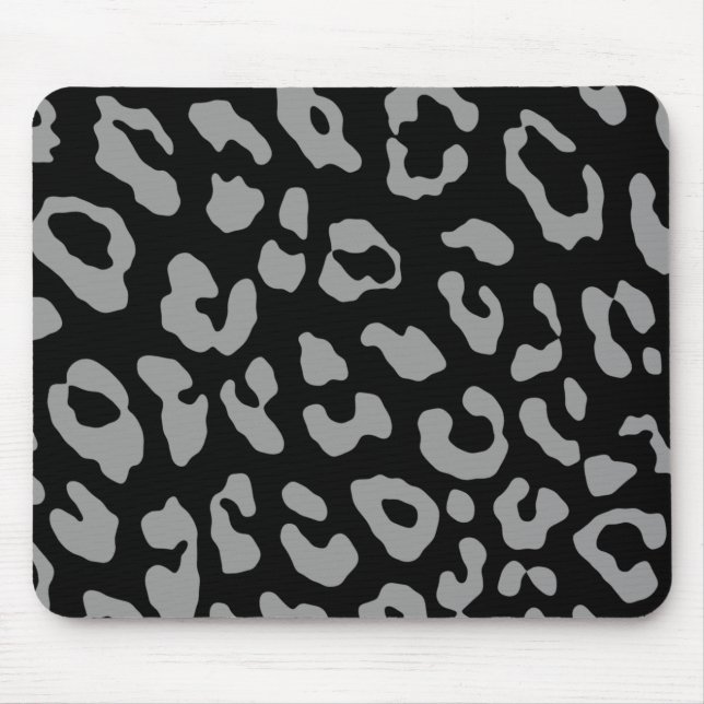 Leopard Print Black Gray Mousepad (Vorne)