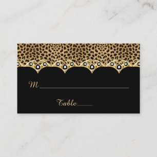Leopard Print Black mit Gold und Diamanten Platzkarte