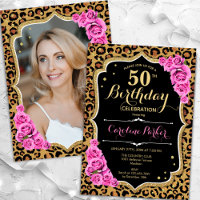 Leopard Print Black Pink Foto 50. Geburtstag