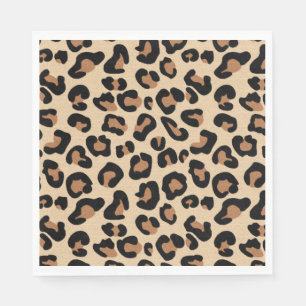 Leopard Print, Black, Rust und Tan Serviette