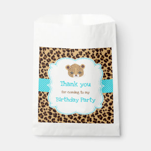 Leopard Print Blue Quatrefolie Geburtstagsparty Geschenktütchen