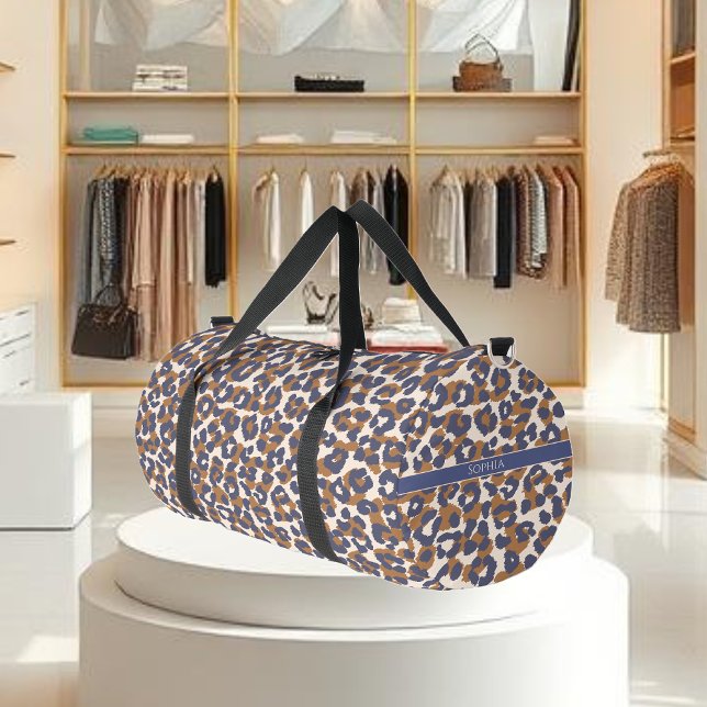 Leopard Print Blue und Brown- Duffle Bag (Leopard Print-Blue and Brown- Duffle Bag )