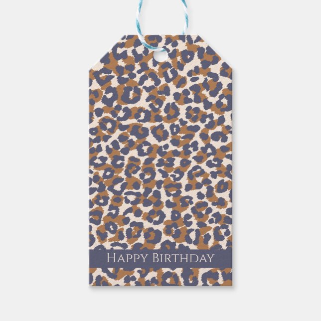 Leopard Print Blue und Brown- Geschenkanhänger (Vorderseite)