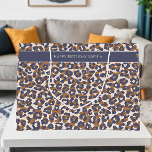 Leopard Print Blue und Brown- Große Geschenktüte