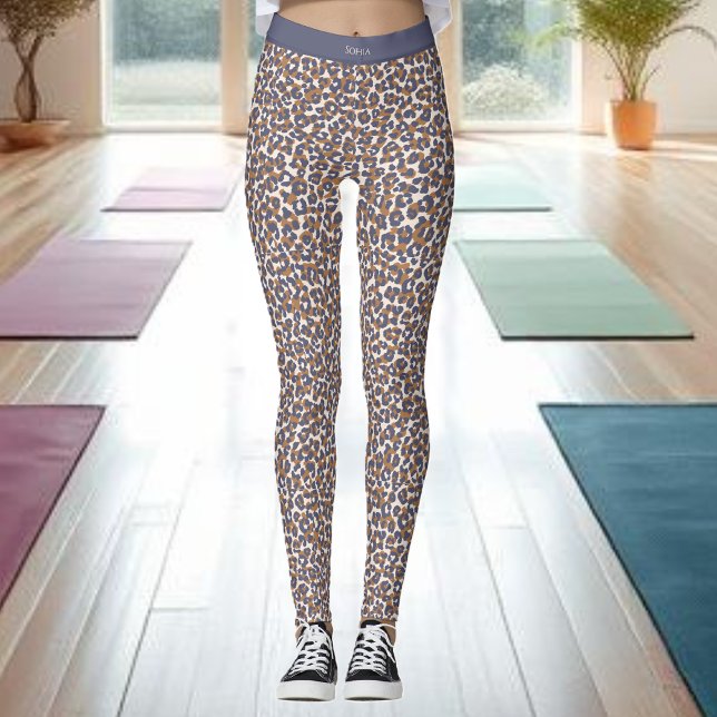 Leopard Print Blue und Brown- Leggings (Leopard Print-Blue and Brown- Leggings )