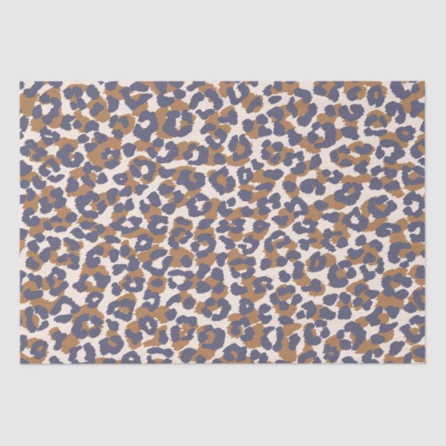 Leopard Print Blue und Brown- Seidenpapier (Vorderseite)
