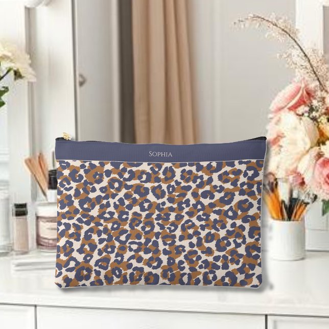 Leopard Print Blue und Brown Zubehörtasche (Leopard Print Blue and Brown Accessory Pouch)