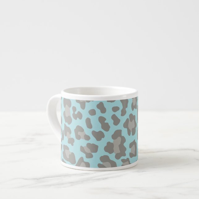 Leopard Print Blue und Grau Espressotasse (Vorderseite Links)