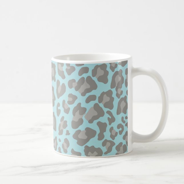 Leopard Print Blue und Grau Kaffeetasse (Rechts)