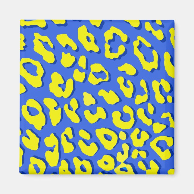 Leopard Print Blue Yellow Magnet (Vorne)