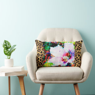 Leopard Print Blume Patch Kissen