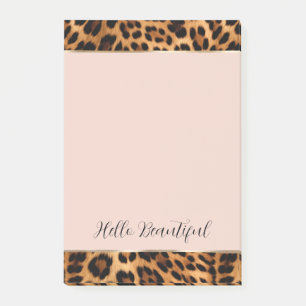 Leopard Print Blush Pink Chic Gold Glam Post-it Klebezettel