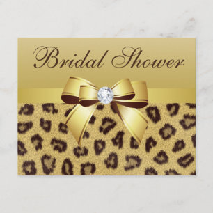 Leopard Print, Bow & Diamond Brautparty Einladung