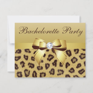 Leopard Print, Bow & Diamond Junggeselinnen-Abschi Einladung