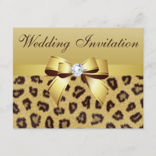 Leopard Print, Bow & Diamond Wedding Einladung