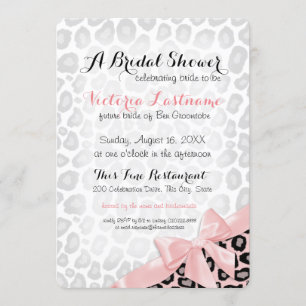 Leopard Print Brautparty Pink Bow Einladung