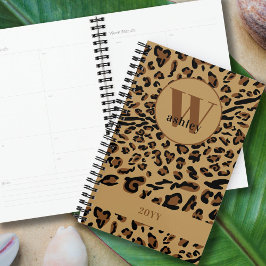 Leopard Print Brown Black Mit Monogramm 2023 Planer