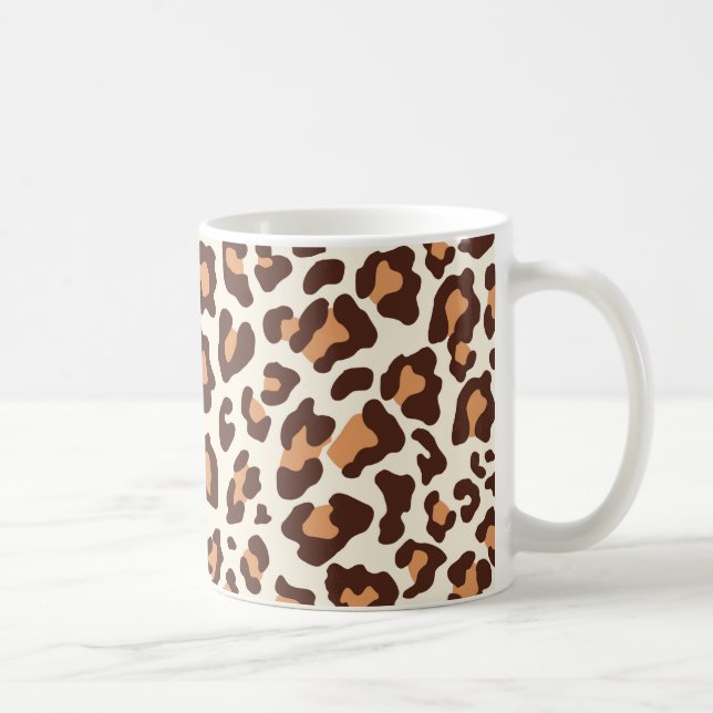 Leopard Print Brown, Tan, Creme Kaffeetasse (Rechts)