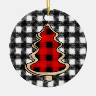 Leopard Print, Buffalo Kariert, Weihnachtsbäume Keramik Ornament