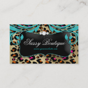 Leopard Print Business Card Blue Wirbel Schmuck Visitenkarte