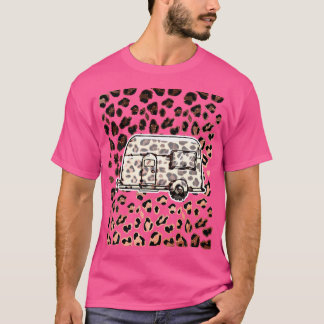 Leopard Print Camper Van Outdoor Nature Animal Pat T-Shirt