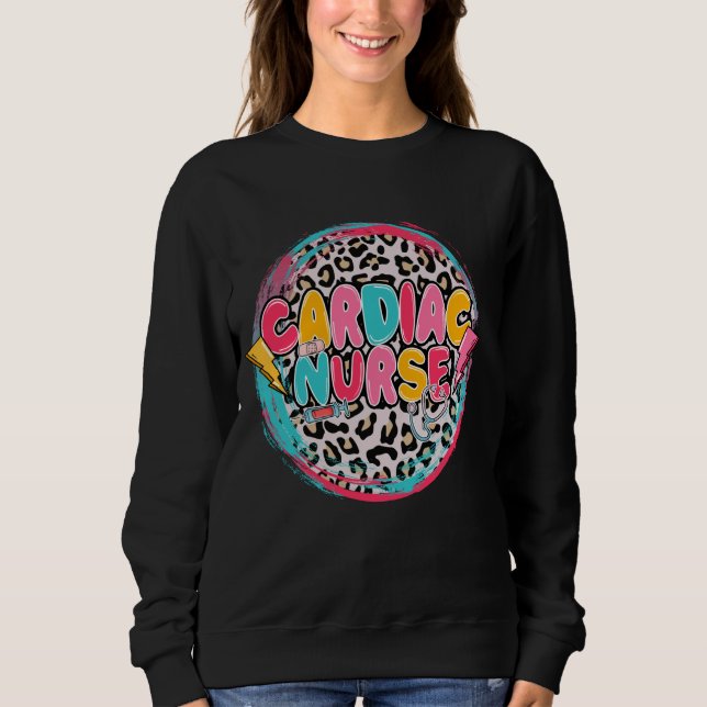 Leopard Print Cardiac Nurse Aufwertung Pflege W Sweatshirt (Vorderseite)