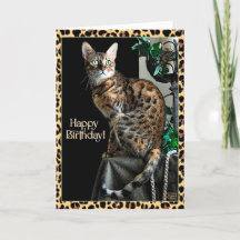 Leopard Print Cat-Themed Geburtstagskarte