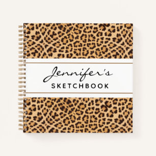 Leopard Print Chic Personalisiert Artist Sketchboo Notizbuch