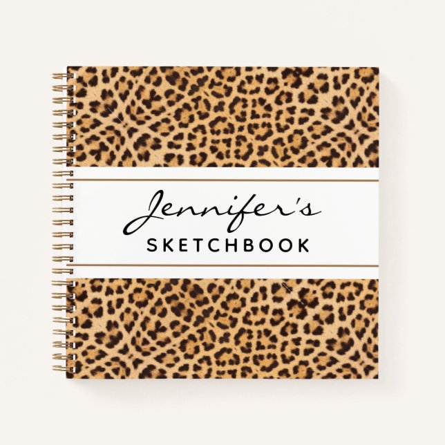 Leopard Print Chic Personalisiert Artist Sketchboo Notizbuch (Vorderseite)