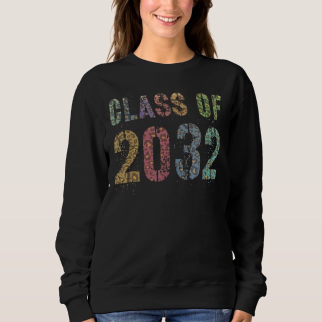 Leopard Print Class of 2032 Future Abschluss Gut Sweatshirt (Vorderseite)
