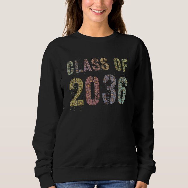 Leopard Print Class of 2036 Future Abschluss Gut Sweatshirt (Vorderseite)
