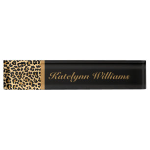 Leopard Print Custom Monogram Desk Name Plate Namensplakette