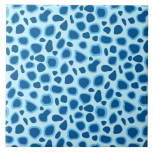 Leopard Print - Dunkles Kobalt und Himmelblau Fliese