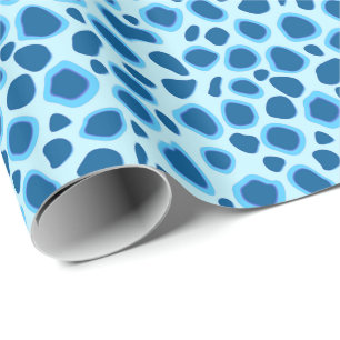 Leopard Print - Dunkles Kobalt und Himmelblau Geschenkpapier