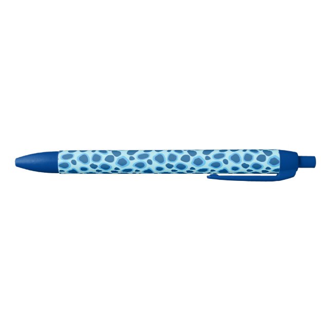 Leopard Print - Dunkles Kobalt und Himmelblau Kugelschreiber (Unterseite)