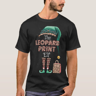 Leopard Print Elf Matching Familie Weihnachtsstil T-Shirt