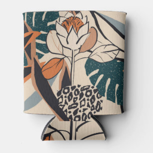 Leopard Print Floral: Abstrakt handGezeichnet Dosenkühler