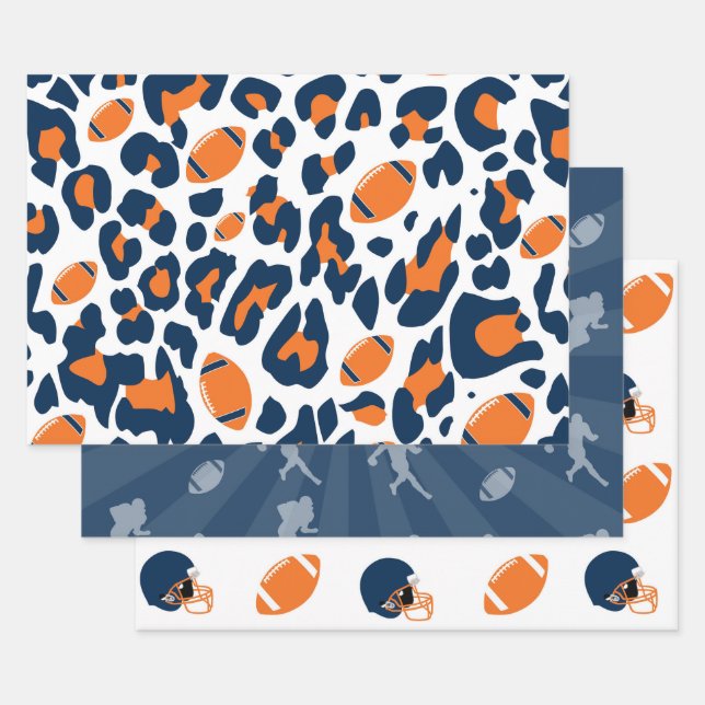 Leopard Print & Football Game Day Pattern Geschenkpapier Set (Set)