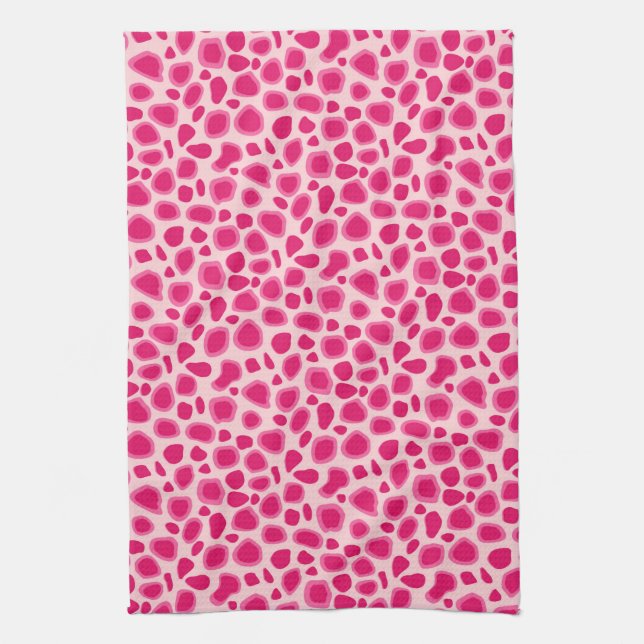Leopard Print - Fuchsia und hellrosa Handtuch (Vertikal)