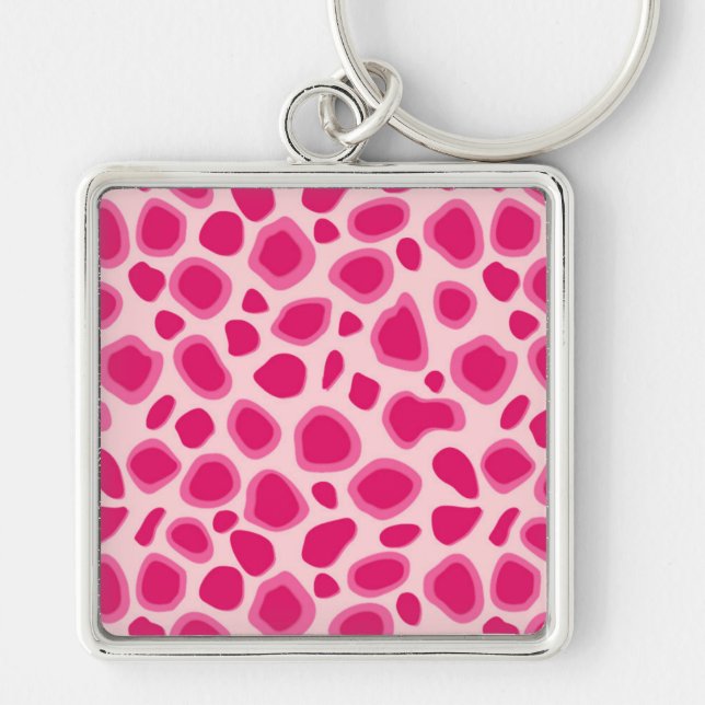 Leopard Print - Fuchsia und hellrosa Schlüsselanhänger (Vorne)
