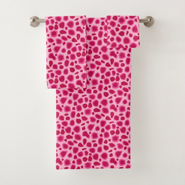 Leopard Print, Fuchsia und Light Pink Badhandtuch Set (Insitu)
