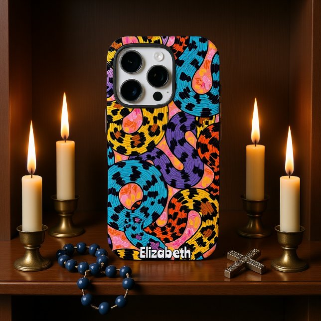 Leopard Print Funk: Farbenfrohe Waves iPhone 16 Pro Hülle (Von Creator hochgeladen)