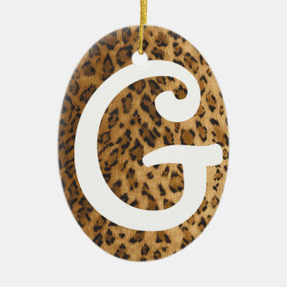 Leopard Print G Monogramm Initialen Keramik Ornament