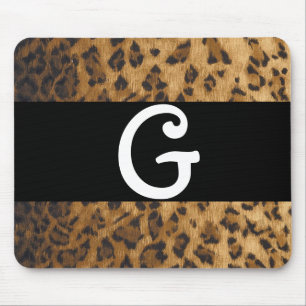 Leopard Print G Monogramm Initialen Mousepad