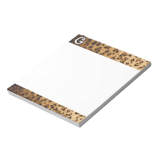 Leopard Print G Monogramm Initialen Notizblock (Rotiert)