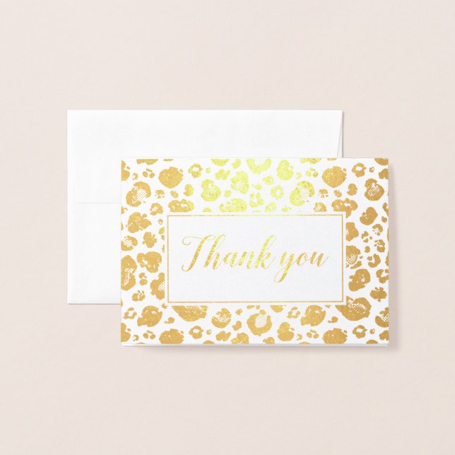 Leopard Print Gold Foil Vielen Dank Folienkarte (Vorderseite mit Umschlag)