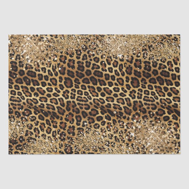 Leopard Print Gold Glitzy Sparkle Glitzer Seidenpapier (Vorderseite)