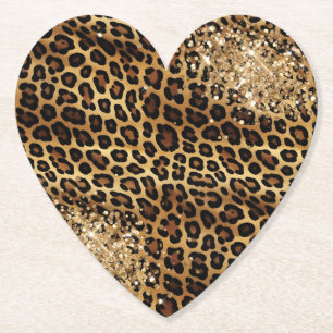 Leopard Print Gold Glitzy Sparkle Glitzer Untersetzer